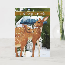 Merry Weihnachten Doe and Fawn Deer Blank Card