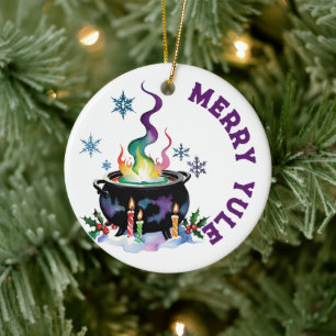 Merry Weihnachten Festive Hexen Cauldron Wiccan Ho Keramik Ornament