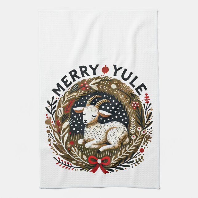 Merry Weihnachten Goat Geschirrtuch (Vertikal)