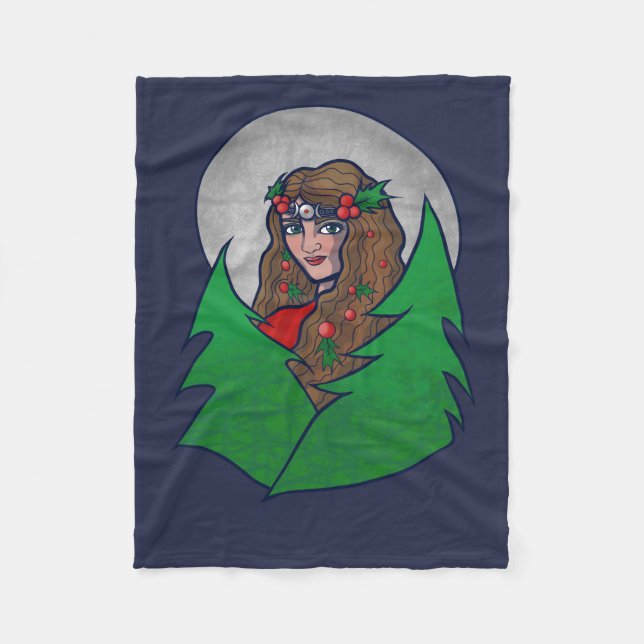 Merry Weihnachten Goddess Art Pagan und Wiccan Wei Fleecedecke (Vorderseite)
