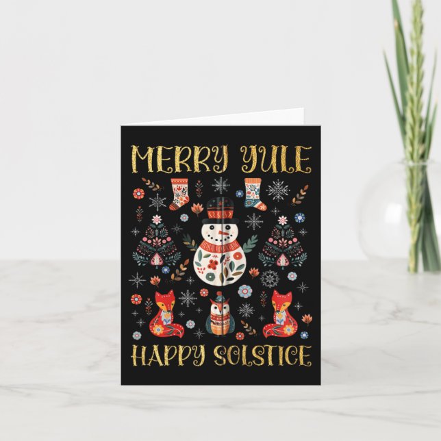 Merry Weihnachten Happy Solstice Cotattcore Skandi Karte (Vorderseite)