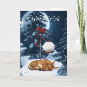 Merry Weihnachten Sleeping Fawn Holiday Card