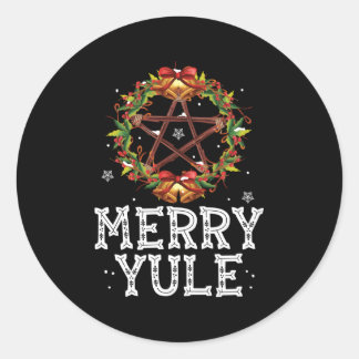 Merry Weihnachten Winter Solstice Holly Pentagram Runder Aufkleber