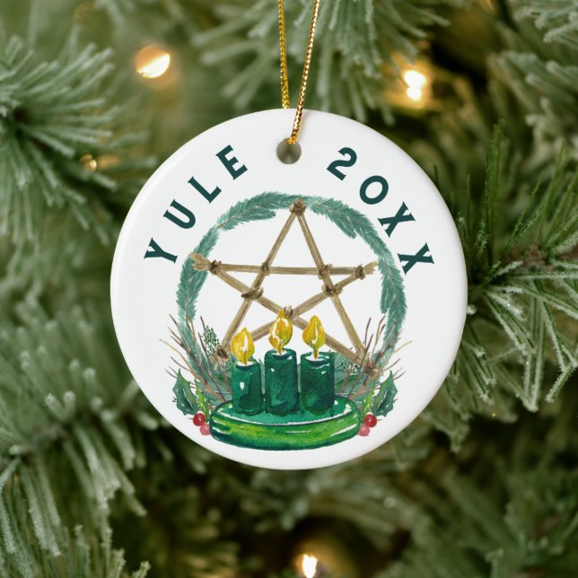 Merry Weihnachten Winter Solstice Wiccan Festivals Keramik Ornament (Baum)