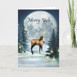 Merry Weihnachten Winter Stag Blank Holiday Card