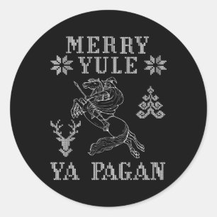 Merry Weihnachten Ya Pagan Odin auf der Insel Slei Runder Aufkleber