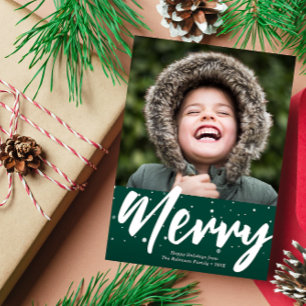 MERRY white lettering holiday card Feiertagskarte