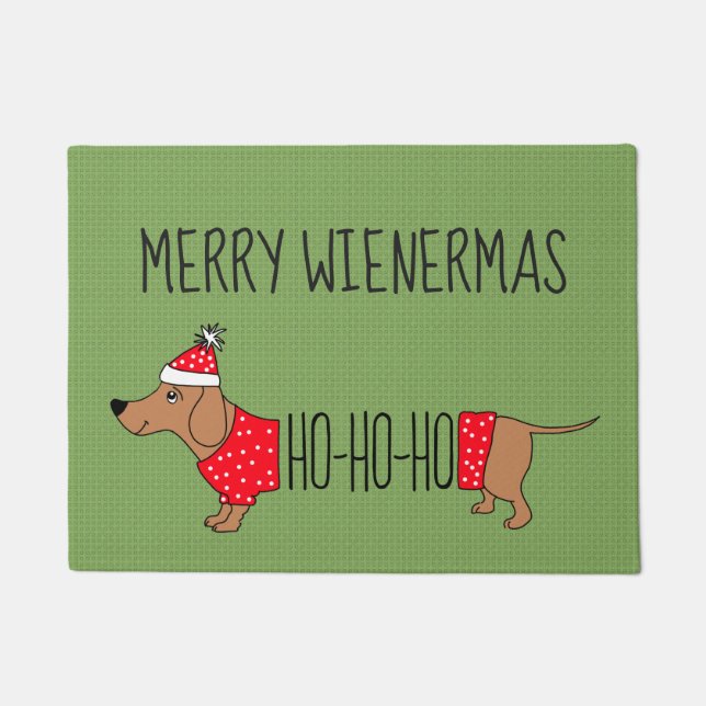 Merry Wienermas Dackel 18" x 24" Door Mat Fußmatte (Vorderseite)