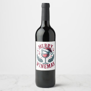Merry Wine-mas lustige Weihnachtsweintrinker Desig Weinetikett