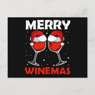 Merry Winemas Red Wine Ugly Christmas Wein Lover Ankündigungspostkarte