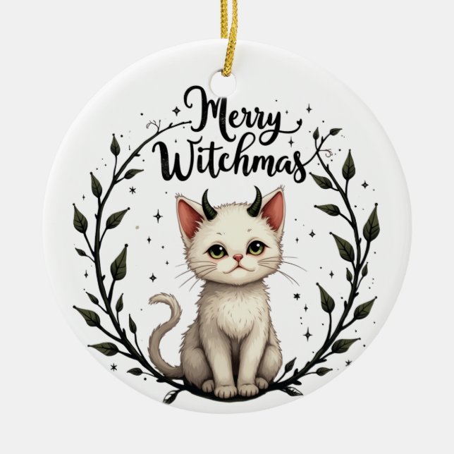 Merry Witchmas - Adorable Cat with Horns Ornament (Vorne)