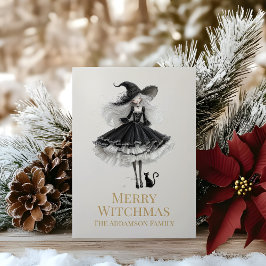 Merry Witchmas Dark Gothic Witch Holiday Card Feiertagskarte
