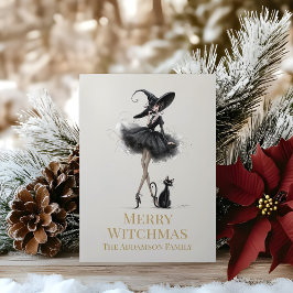 Merry Witchmas Gothic Witch Custom Greeting Card Feiertagskarte