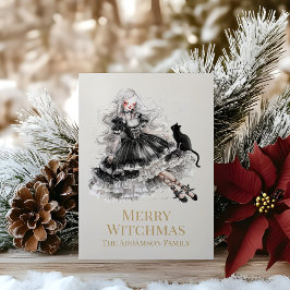 Merry Witchmas Gothic Witch Custom Holiday Card Feiertagskarte