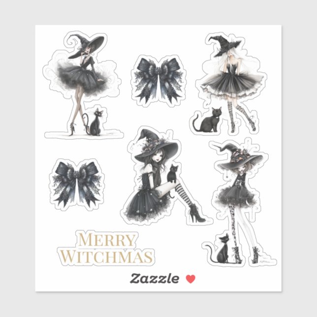Merry Witchmas Gothic Witch Sticker Pack (Blatt)