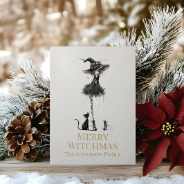 Merry Witchmas Standing Witch Custom Holiday Card Feiertagskarte