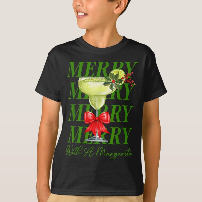 Merry With A Margarita Christmas Drinking Margarit T-Shirt (Vorderseite)