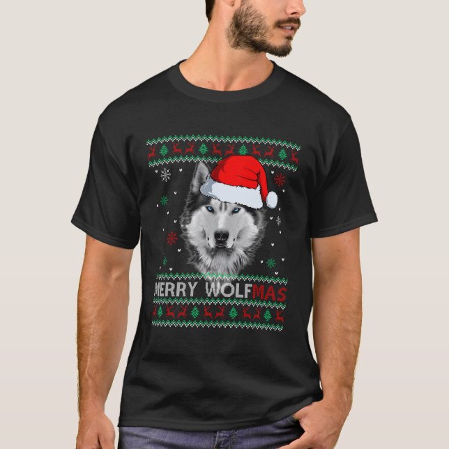 Merry Wolfmas Merry Wolf Ugly T-Shirt (Vorderseite)