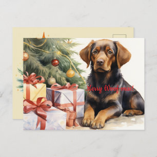 Merry Woof-mas Dog Tree präsentiert Weihnachten Postkarte
