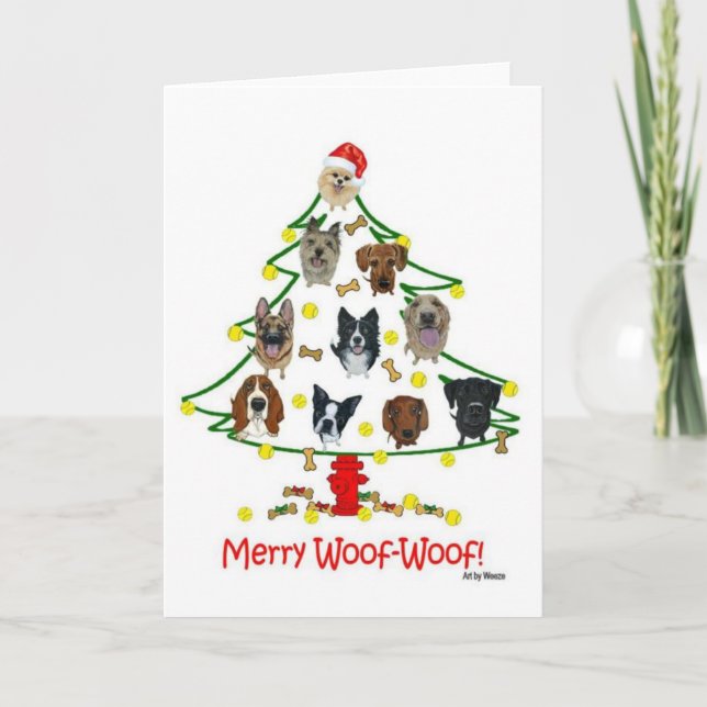 Merry Woof-Woof-Hunde-Weihnachtskarte Dankeskarte (Vorderseite)