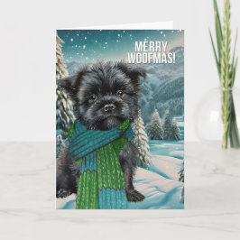 Merry Woofmas Affenpinscher Hund im Winter Scarf Feiertagskarte
