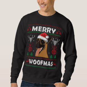 Merry Woofmas Belgischer Malinois Weihnachtshund L Sweatshirt