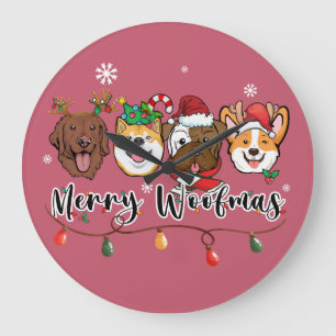 Merry Woofmas Clock Große Wanduhr