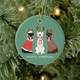 Merry Woofmas Dobermann Weihnachtshunde Keramik Ornament