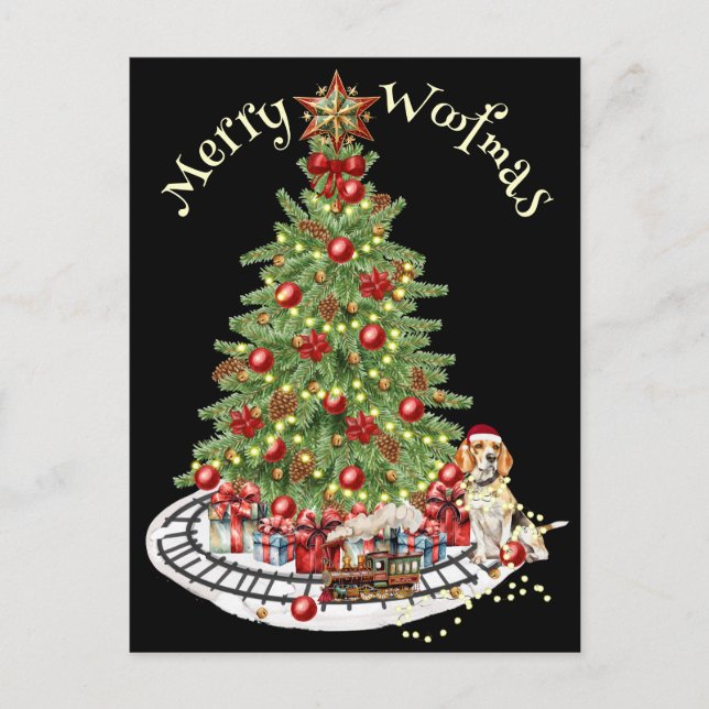 Merry Woofmas Dog Design - Beagle Postkarte (Vorderseite)