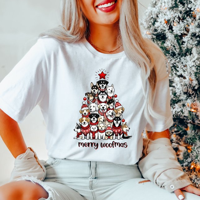 Merry Woofmas Dog Weihnachtsbaum T-Shirt (Von Creator hochgeladen)