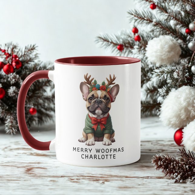 Merry Woofmas French Bulldog Frenchie Coffee Tasse (Von Creator hochgeladen)