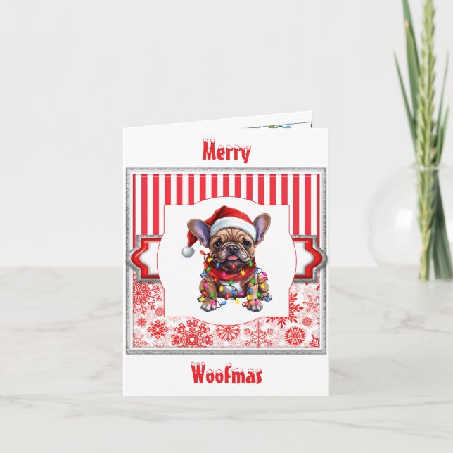 Merry Woofmas French Bulldog Gruß Karte (Vorderseite)