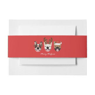 Merry Woofmas French Bulldogs Christmas Heads Einladungsbanderole