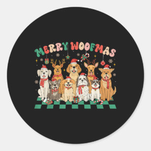 Merry Woofmas frohe Weihnachtslieder Männer Frauen Runder Aufkleber
