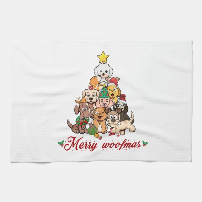 Merry Woofmas Geschirrtuch (Horizontal)