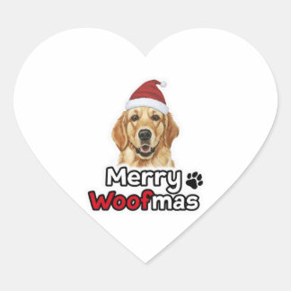Merry Woofmas Golden Retriever Hundeliebhaber Herz-Aufkleber