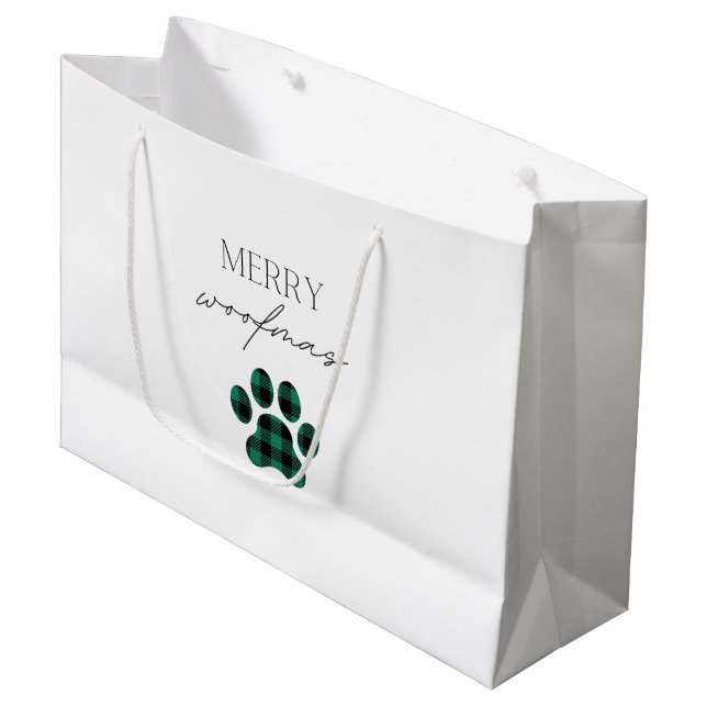 Merry Woofmas Große Geschenktüte (Vorderseite Schrägansicht)