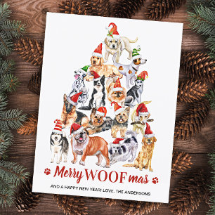 Merry Woofmas Hund Lover Christmas Tree Hunde Feiertagspostkarte