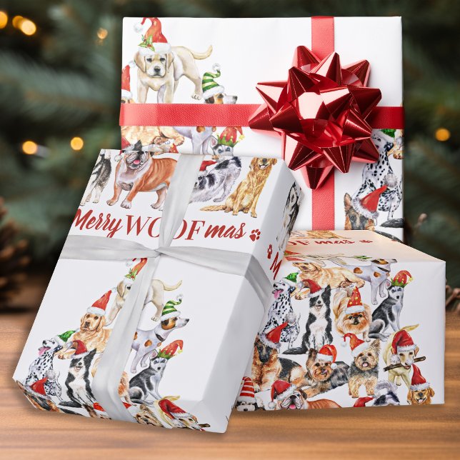 Merry Woofmas Hund Lover Christmas Tree Hunde Geschenkpapier (Von Creator hochgeladen)