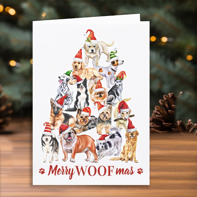 Merry Woofmas Hund Lover Christmas Tree Hunde Karte (Von Creator hochgeladen)