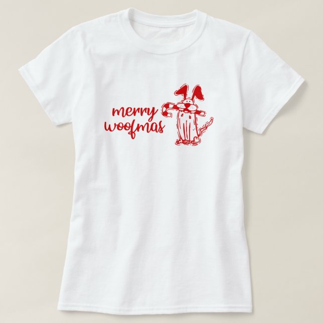 Merry Woofmas Hund Weihnachts-T - Shirt (Design vorne)