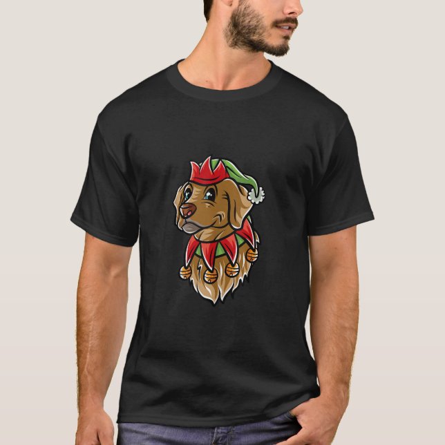 Merry Woofmas Labrador Retriever Elf Dog Christmas T-Shirt (Vorderseite)