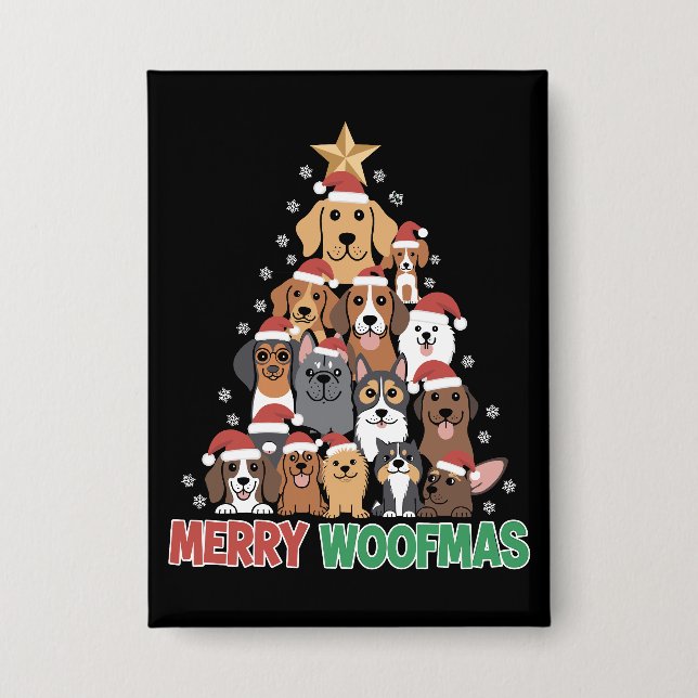 Merry Woofmas Merry Christmas Dog Lovers  Button (Vorderseite)