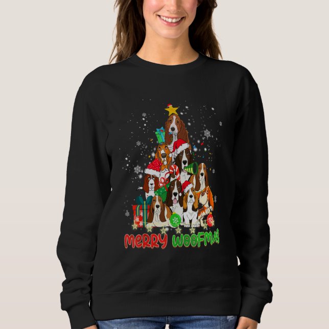 Merry Woofmas Merry Christmas For Basset Hound Dog Sweatshirt (Vorderseite)