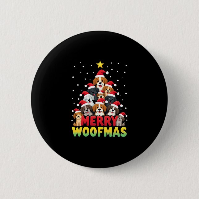 Merry Woofmas - Merry Christmas For Dog Lovers (1) Button (Vorderseite)