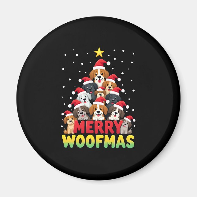 Merry Woofmas - Merry Christmas For Dog Lovers (1) Magnet (Vorne)