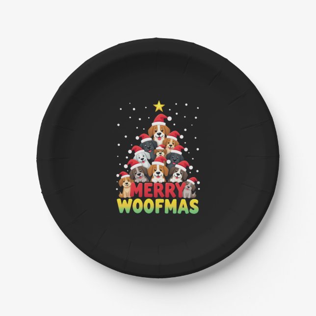 Merry Woofmas - Merry Christmas For Dog Lovers (1) Pappteller (Vorderseite)