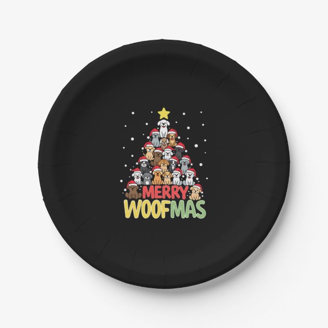 Merry Woofmas - Merry Christmas For Dog Lovers (3) Pappteller (Vorderseite)