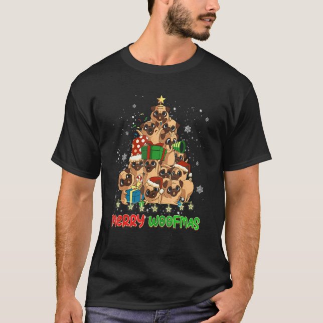 Merry Woofmas Merry Christmas For PUG Dog T-Shirt (Vorderseite)