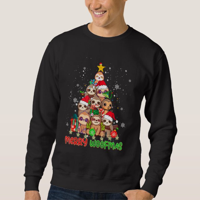 Merry Woofmas Merry Christmas For Sloth Sweatshirt (Vorderseite)